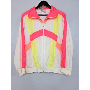 Vintage 80s Adidas Windbreaker Jacket Men’s Medium Women’s Large Neon Colorblock